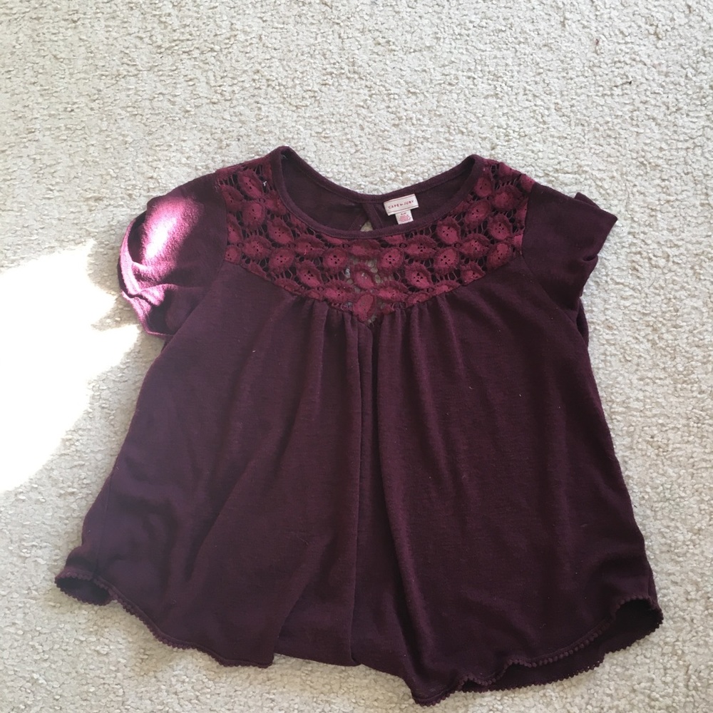 Maroon Lace Front Keyhole Top